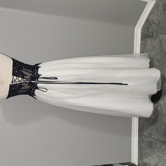 Navy & White Sparkle Strapless Prom, Formal, Homecoming  Dress Size 7 Stunning - Picture 3 of 4